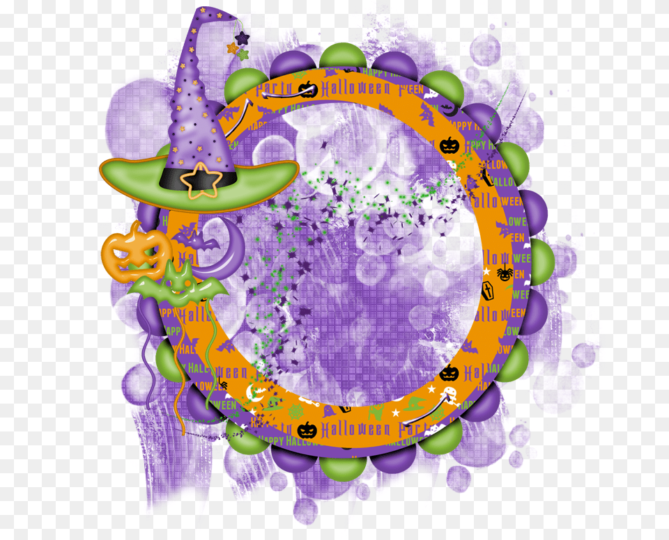 Halloween Cluster Frame Illustration, Purple, Art, Graphics, Clothing Png Image