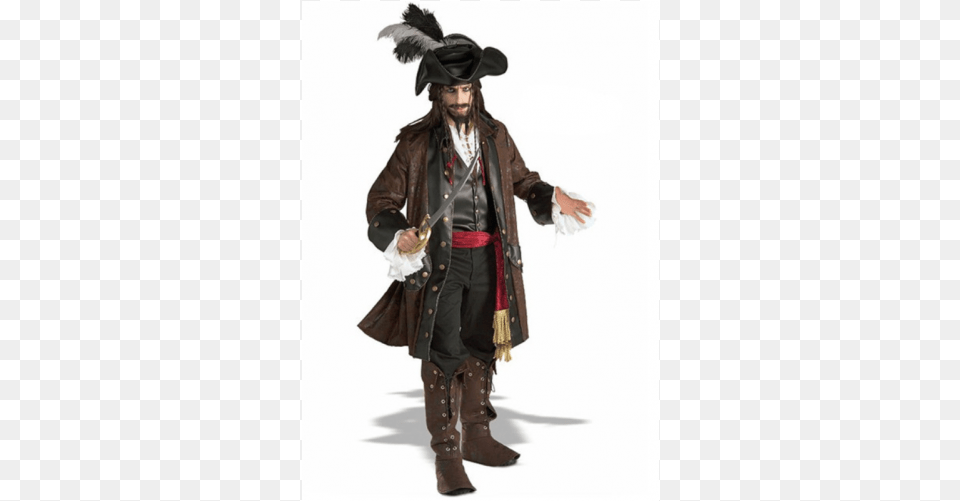 Halloween Costume Captain Jack Sparrow Adult Male Pirate Costume, Clothing, Coat, Person, Man Free Png