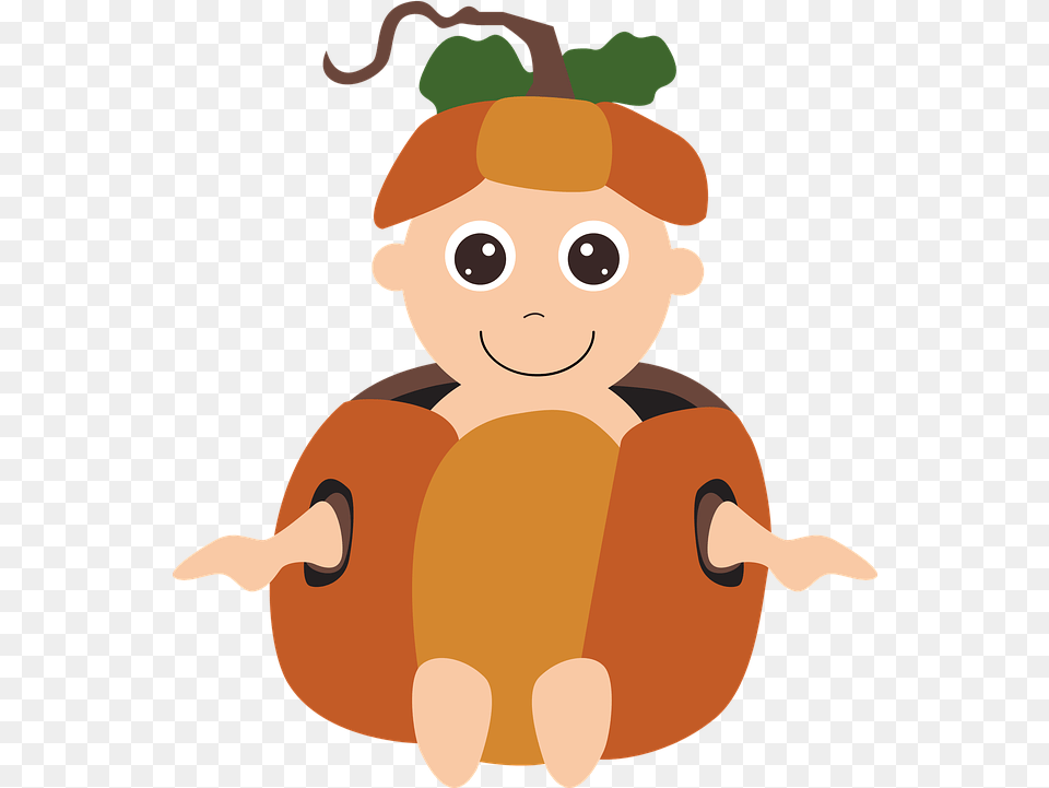 Halloween Costume Pumpkin Baby Baby In A Costume Clip Art, Person, Face, Head, Carrot Png