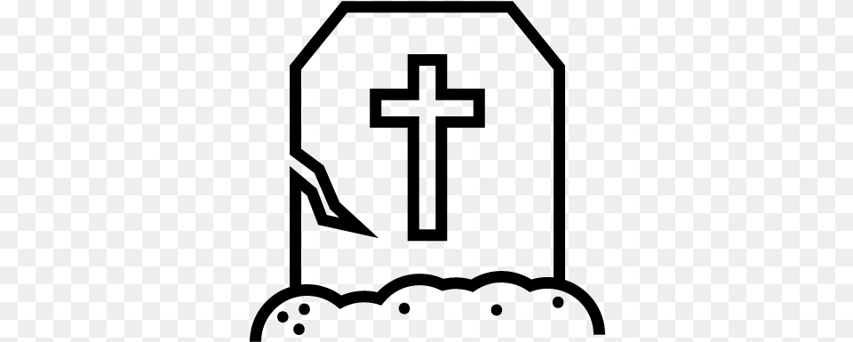 Halloween Cracked Tombstone With A Cross Vector, Gray Png Image