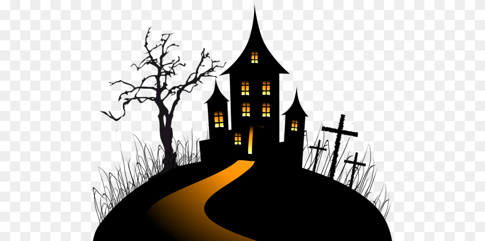 Halloween Creepy Castle Clip Art Image Pictures, City, Lighting, Road, Street Png