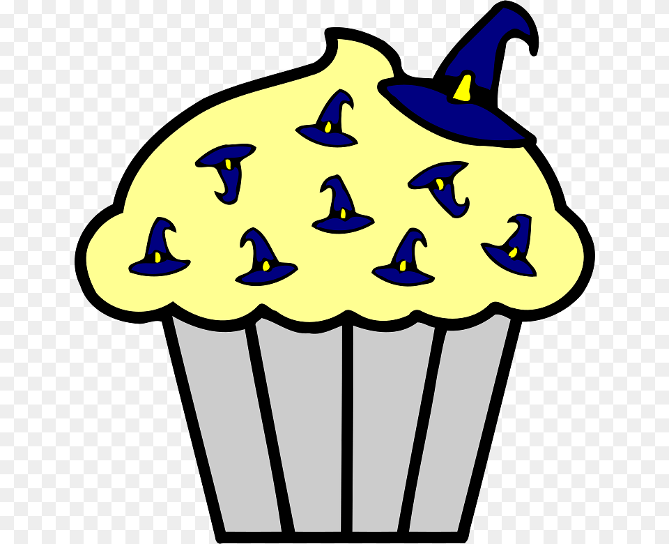 Halloween Cup Cake Blue Witch Hats, Cream, Cupcake, Dessert, Food Free Png