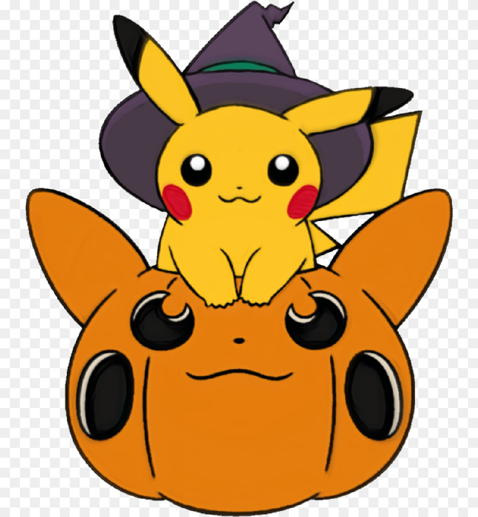 Halloween Cute Pumkin Hat Pokemon Pikachu Witch Wizard Halloween Pikachu, Animal, Mammal, Rat, Rodent Png Image