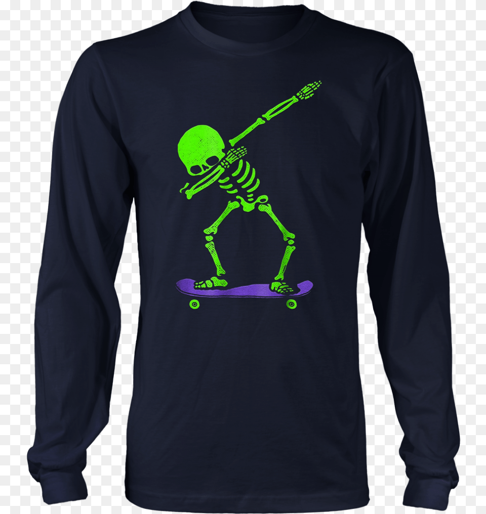 Halloween Dabbing Skeleton Skateboard T Shirt Dab Skate T Shirt, Clothing, Long Sleeve, Sleeve, T-shirt Png