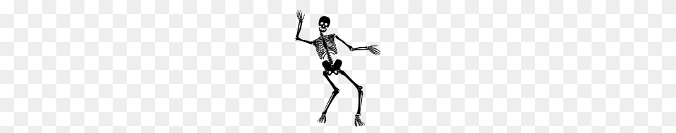 Halloween Dancing Skeleton, Gray Png