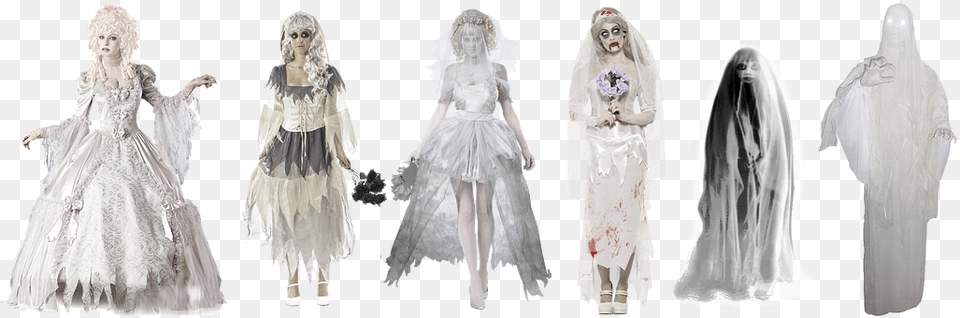 Halloween Decoration Ghosts Isolated Transparent Background Spirit Ghost, Formal Wear, Wedding Gown, Wedding, Clothing Png Image