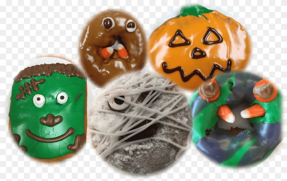 Halloween Donuts Grouped Chocolate, Food, Sweets, Cream, Dessert Free Transparent Png