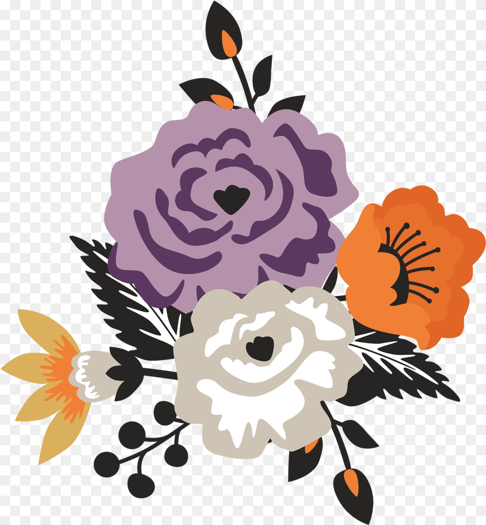 Halloween Flower Bunch Print Cut File Flowers Print And Cut, Art, Pattern, Graphics, Floral Design Free Transparent Png
