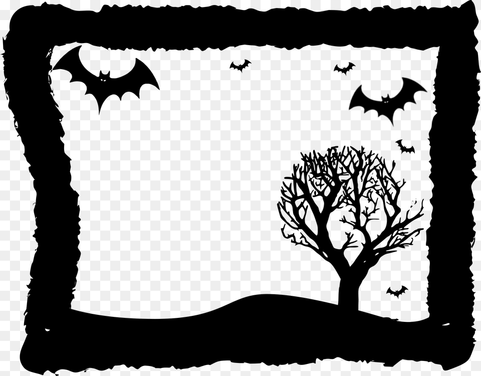 Halloween Frame Black Bats Halloween Frame Clipart, Gray Free Transparent Png