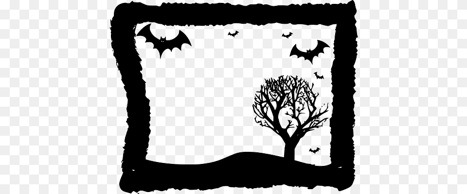 Halloween Frame With Bats, Green, Silhouette, Person Free Png