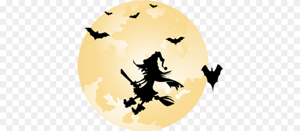 Halloween Full Moon Witch Download Halloween Moon Witch, Silhouette, Person, Face, Head Png