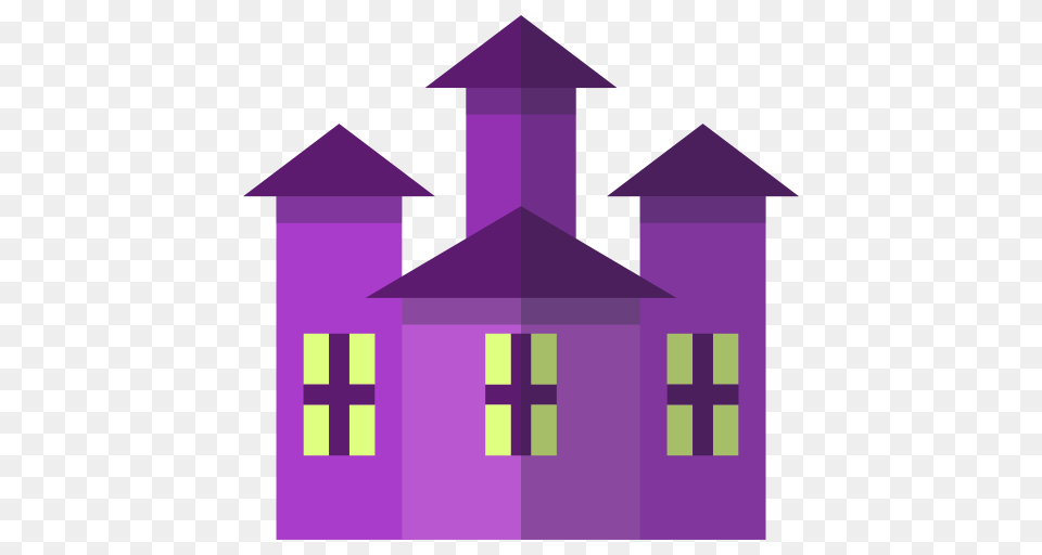 Halloween Fun Spooky Haunted House Amusement Park Icon, Purple, Neighborhood, Outdoors, People Png Image