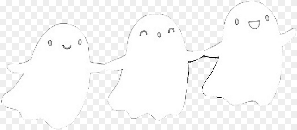 Halloween Ghost Ghosts Cute Kawaii Three Holdinghands Ghosts Gif, Silhouette, Animal, Beluga Whale, Mammal Free Png Download