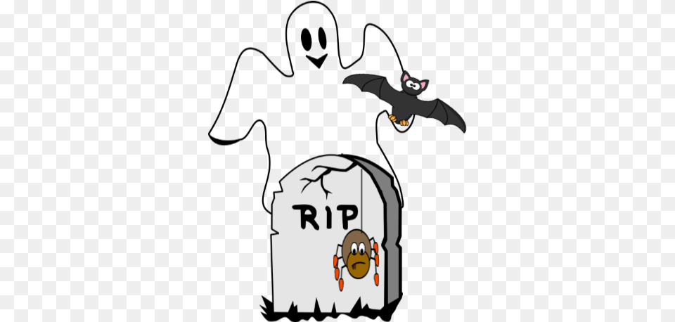 Halloween Ghost Spider And Bat Rip Gravestone, Animal, Mammal, Wildlife, Person Free Png