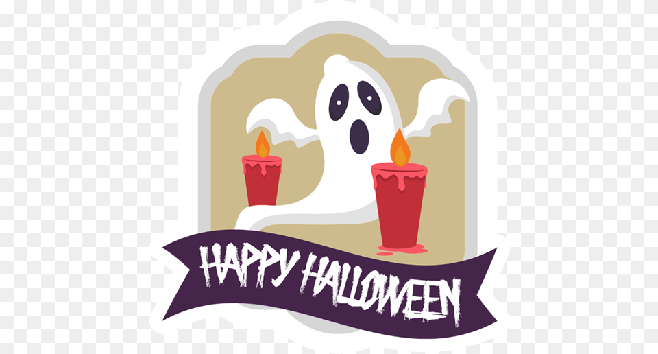 Halloween Ghost Sticker Just Stickers Clip Art, Cream, Dessert, Food, Ice Cream Free Png Download