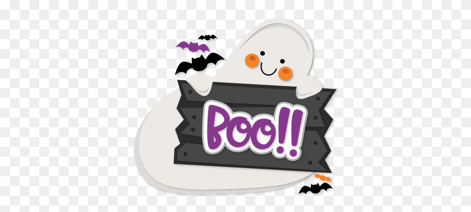 Halloween Ghost With Boo Sign Svg Cuts Scrapbook Cut File Boo Cute Halloween Sign, Sticker, Cream, Dessert, Food Free Png Download
