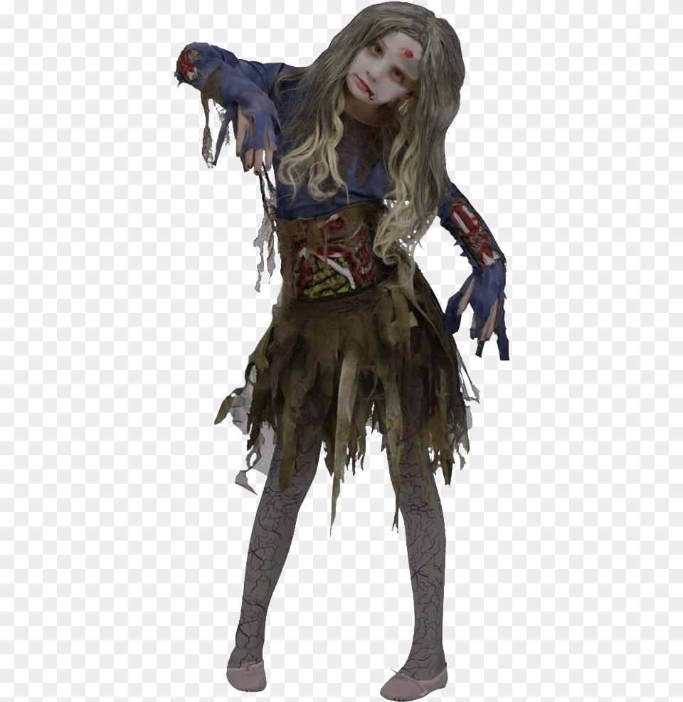 Halloween Girl Zombie Transparent Background Free Images Girl Zombie Costume Kids, Adult, Clothing, Female, Person Png Image