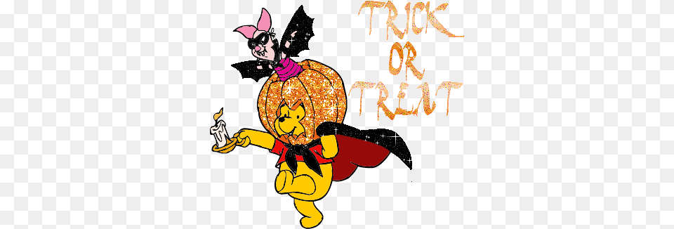Halloween Glitter Gif Winnie The Pooh Trick Or Treating, Person, Book, Publication, Comics Png Image