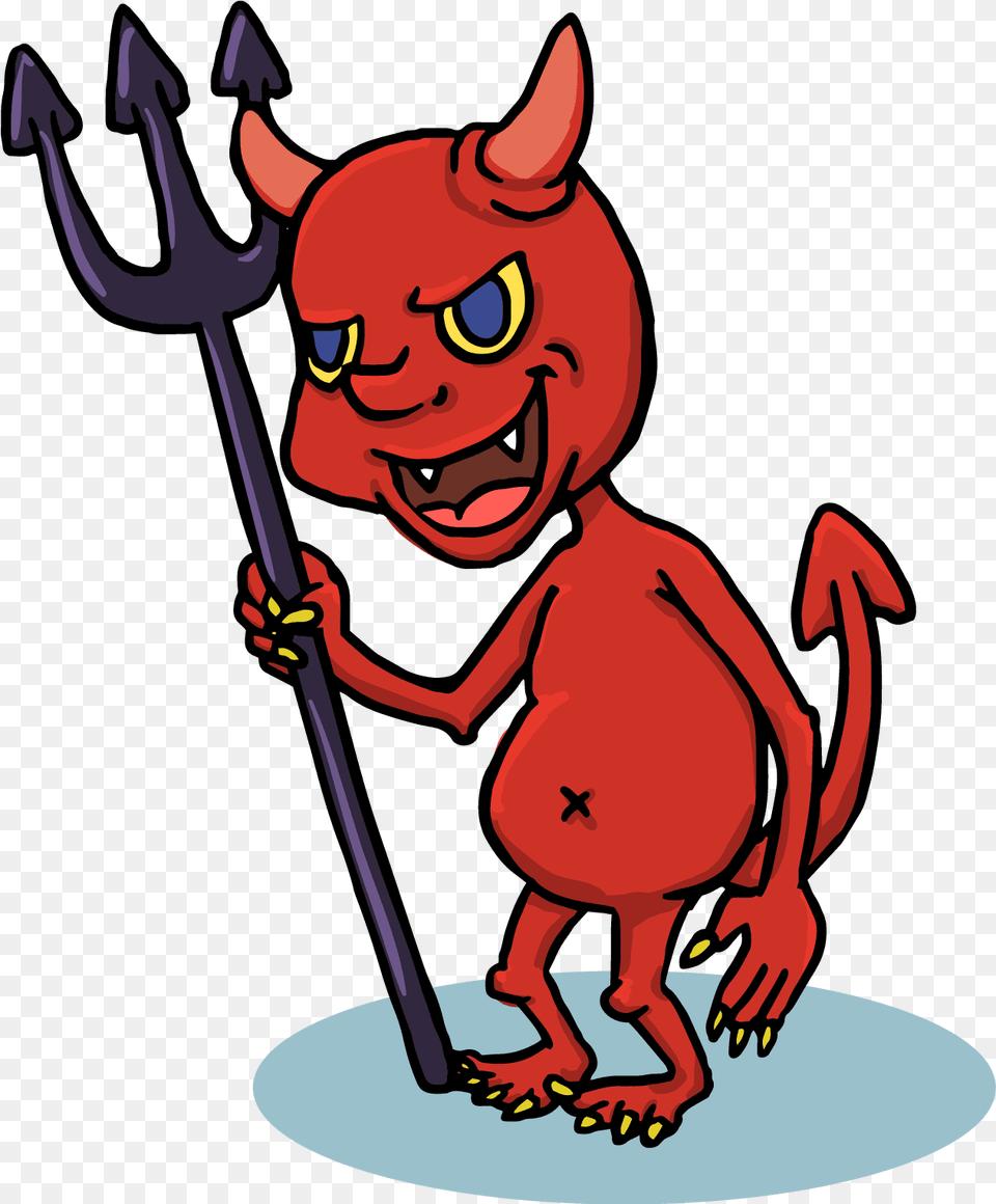 Halloween Happy Funny Animated Download Cartoon Devil Cartoon, Baby, Person, Weapon, Trident Png Image