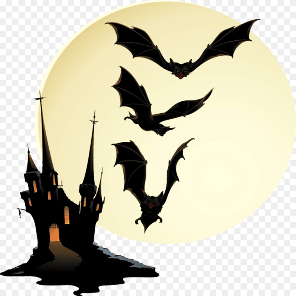 Halloween Haunted House Spooky Clip Art Bats Halloween, Animal, Mammal, Wildlife, Bird Free Png