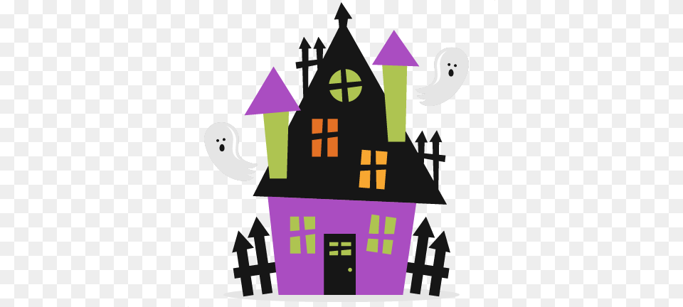 Halloween Haunted House Svg Scrapbook Cut File Cute Halloween House Clipart, Purple Png Image