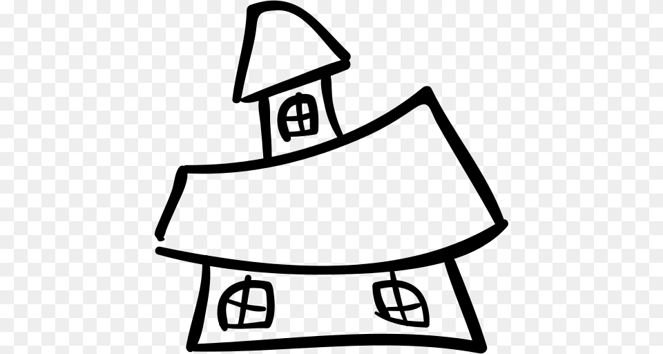 Halloween House Building Outline Icon, Gray Png