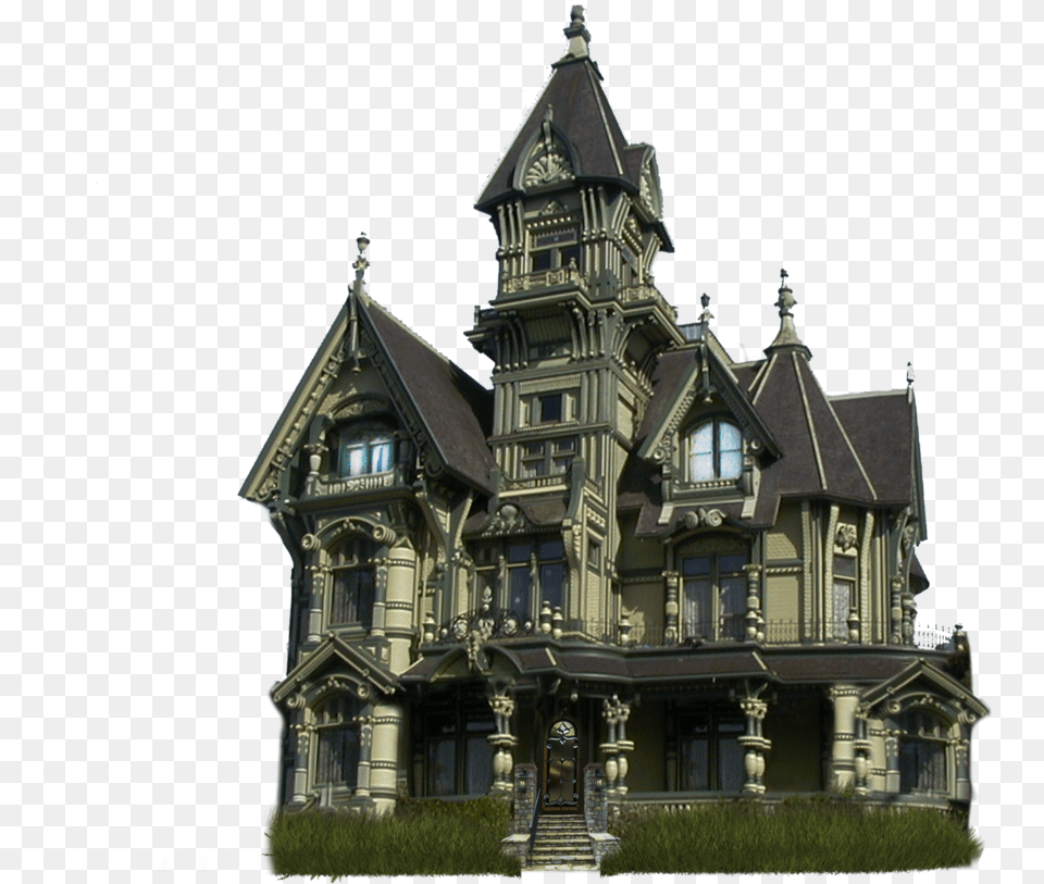 Halloween House Image Arts Carson Mansion, Architecture, Building, Housing, Spire Free Png