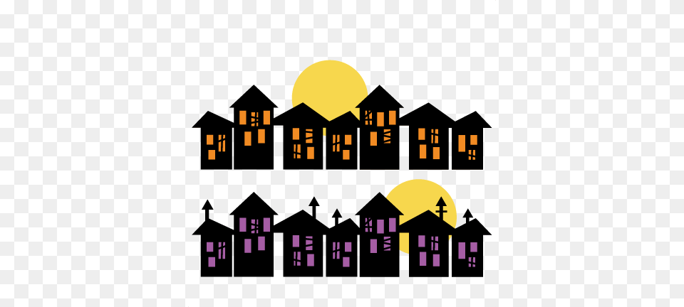 Halloween Houses Svg Scrapbook Title Svg Cutting Files Halloween Banner Svg Neighborhood, Architecture, Building, Housing Free Png