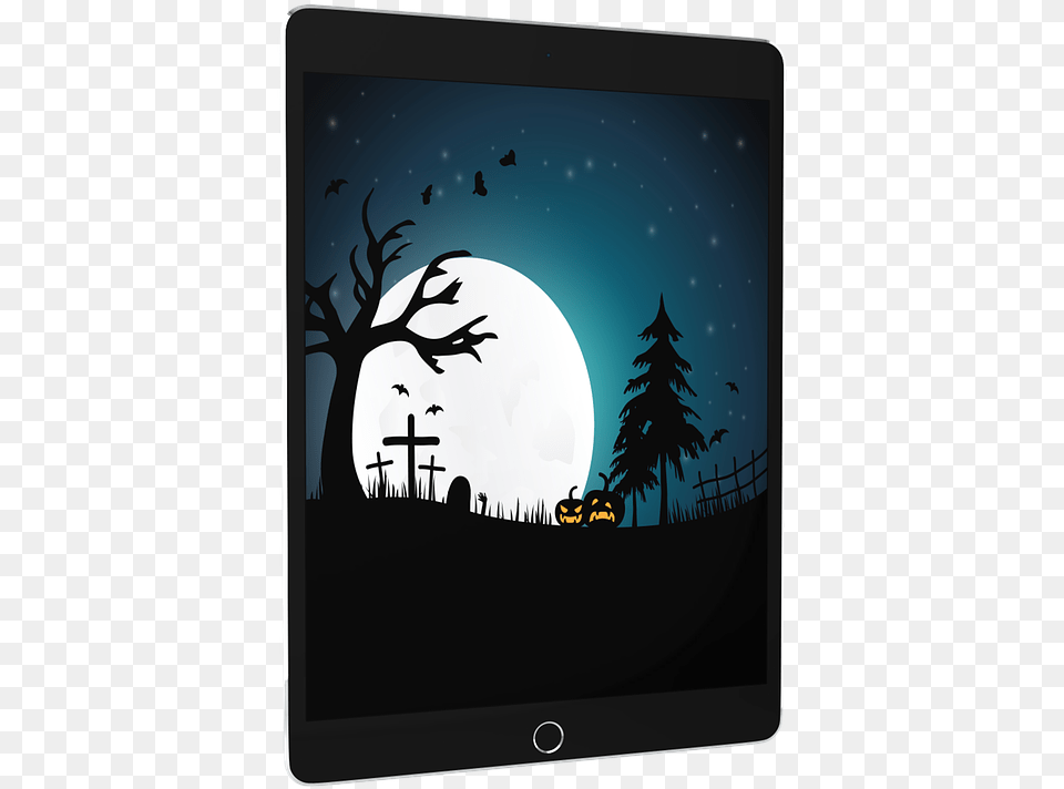 Halloween Ipad Iphone Device Mockup Maquete Dia Das Bruxas, Tree, Tablet Computer, Silhouette, Plant Free Transparent Png