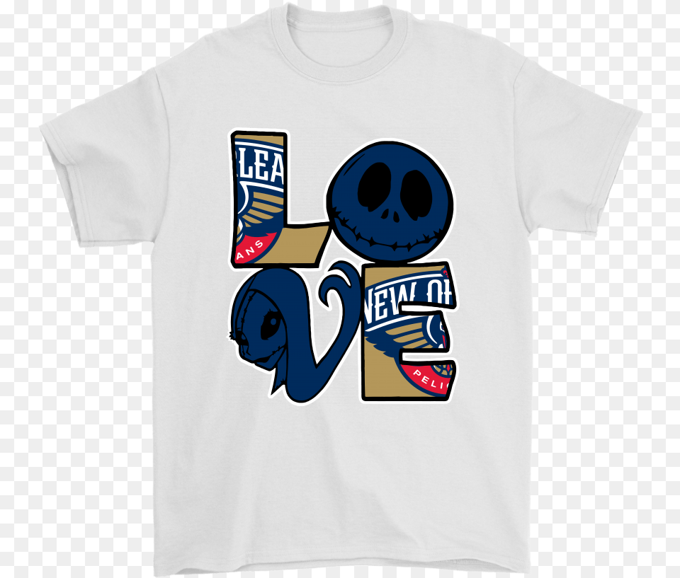 Halloween Jack And Sally Love The New Orleans Pelicans Nba Short Sleeve, Clothing, T-shirt, Shirt, Face Free Png