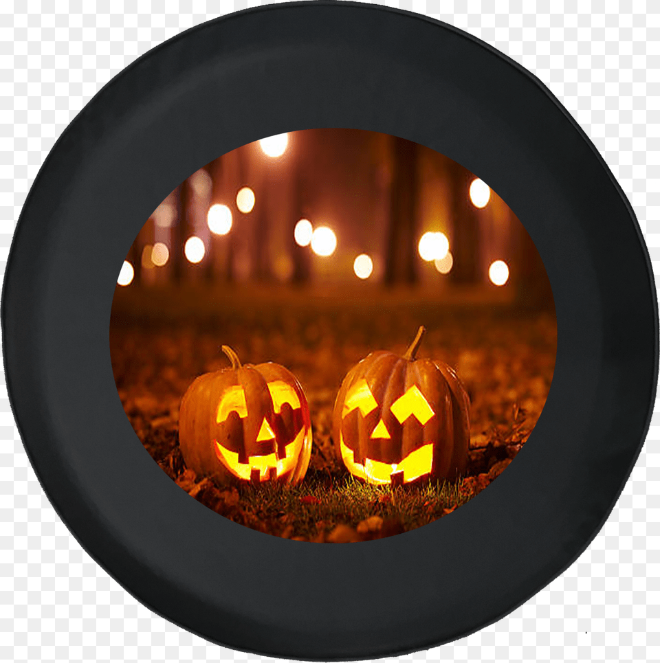 Halloween Jack O Lantern On Grass In Wood Forest Spooky, Festival Png Image