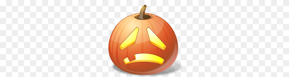 Halloween Jack O Lantern Pumpkin Sad Icon, Food, Plant, Produce, Vegetable Free Png