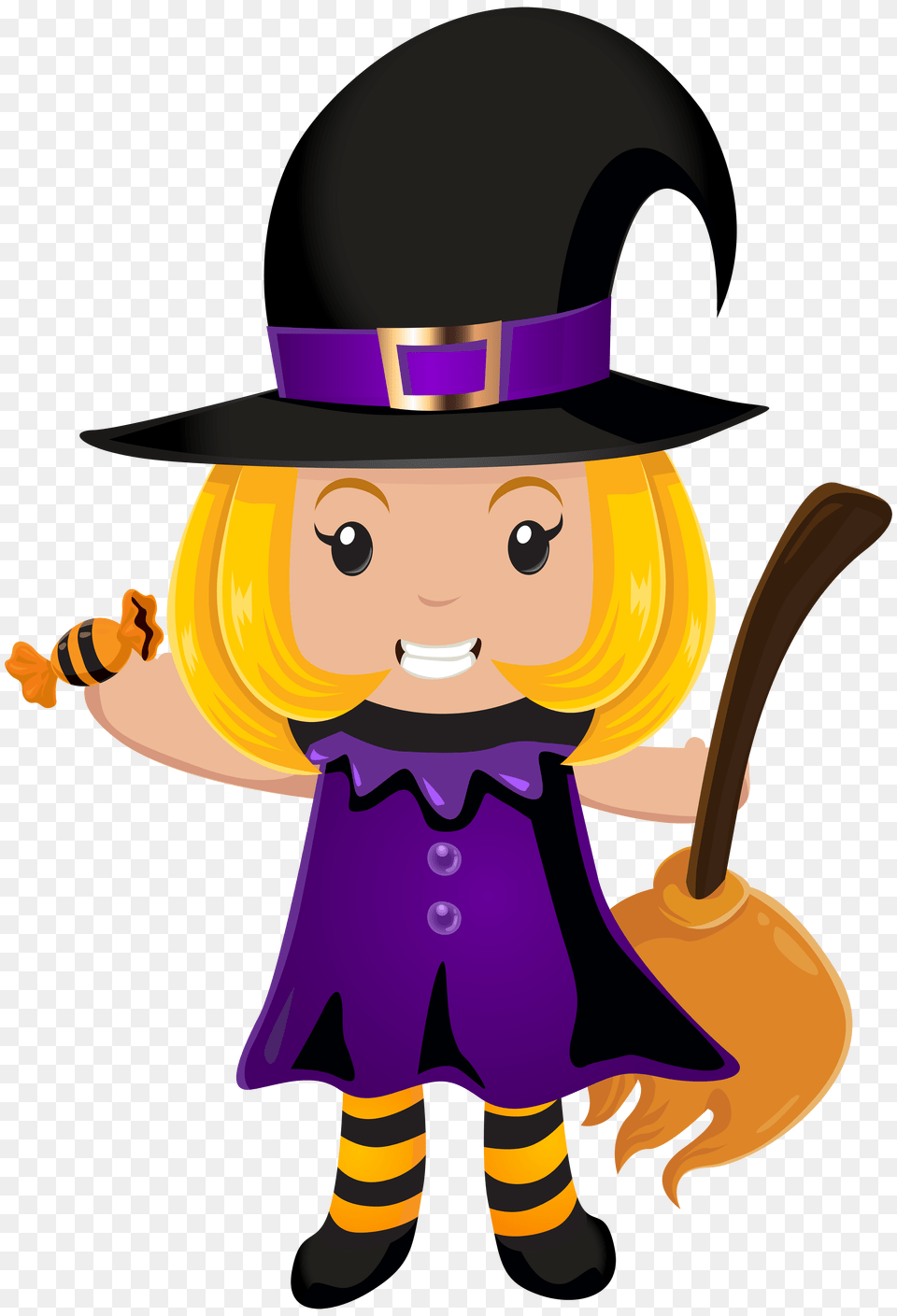 Halloween Little Witch Clip Art, Baby, Person, Clothing, Hat Png Image