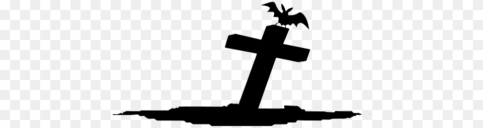 Halloween Lonely Cross On A Cemetery, Symbol, Animal, Bird Free Transparent Png