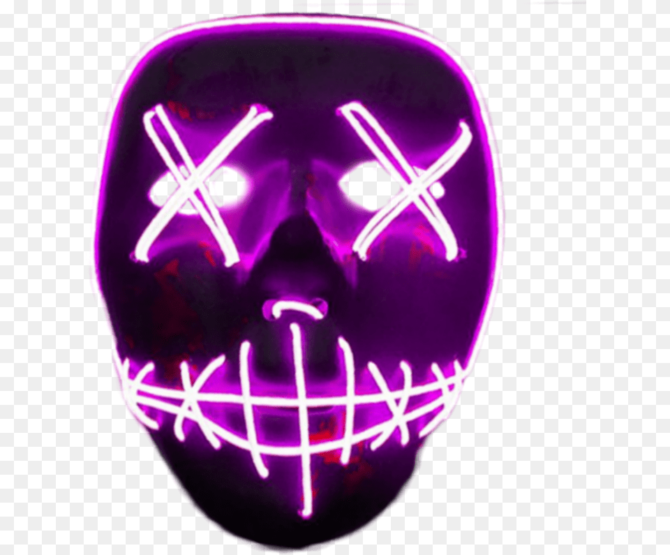 Halloween Mask Purge Neon Led Light Mask, Purple, Face, Head, Person Png