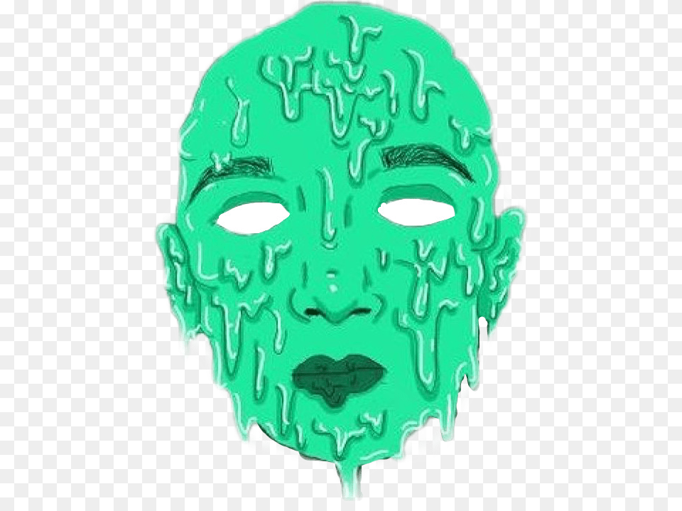 Halloween Melting Mask Mintgreen Happyhalloween Stiker Grime Art, Baby, Person, Face, Head Free Png