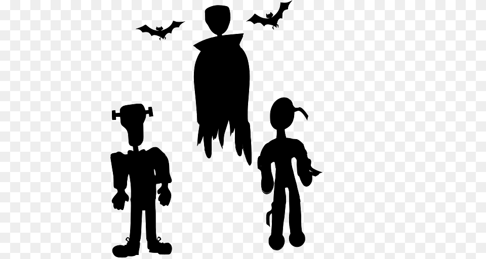 Halloween Monsters And Bats, Silhouette, Adult, Boy, Child Free Png Download