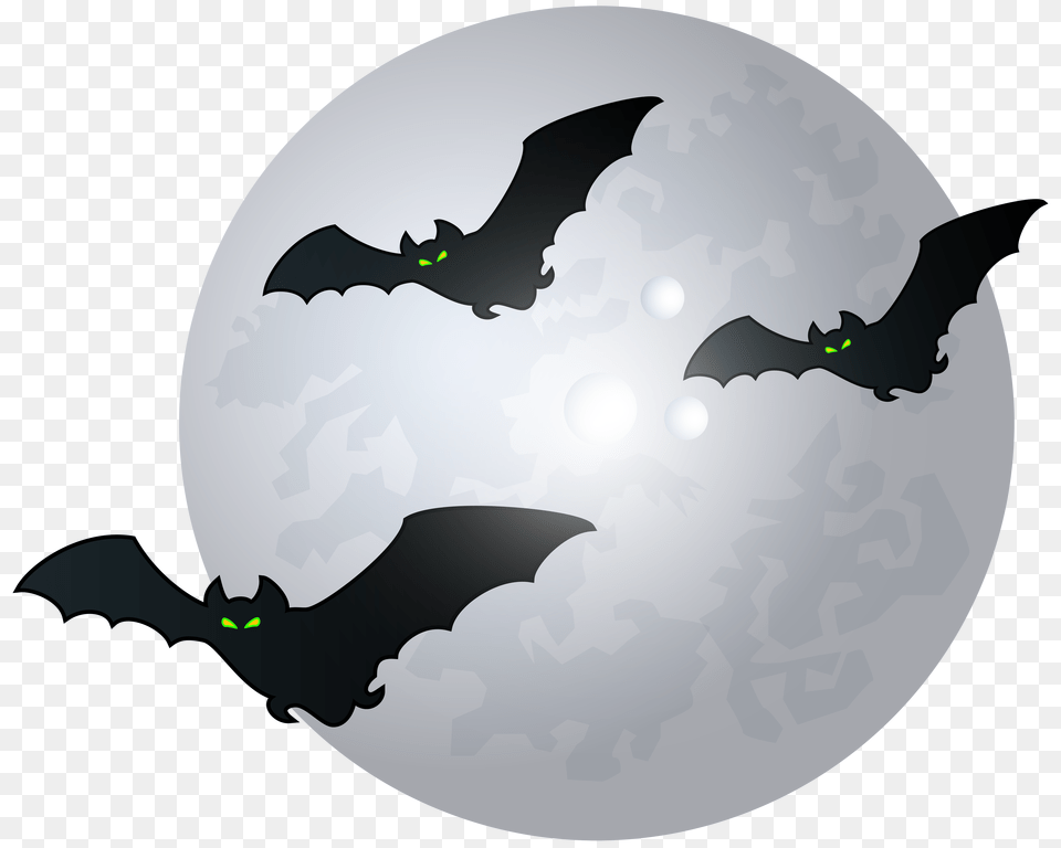 Halloween Moon With Bats Images Moon With Bats Transparent Background, Animal, Mammal, Wildlife, Bat Free Png Download