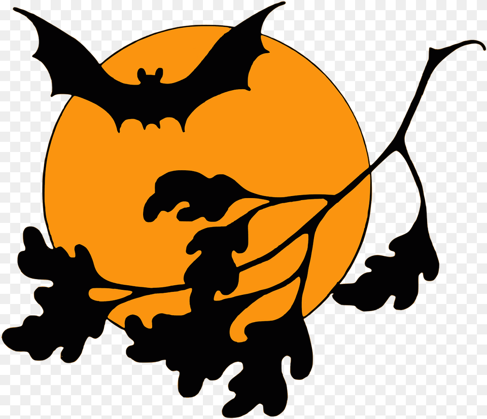 Halloween Moonlight Moon Bat Night Scary Clip Art Halloween, Festival Free Png Download