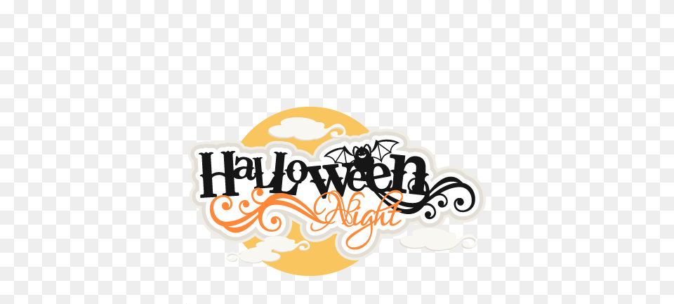 Halloween Night Title Svg Scrapbook Cutting Files Halloween Night Logo, Animal Free Png