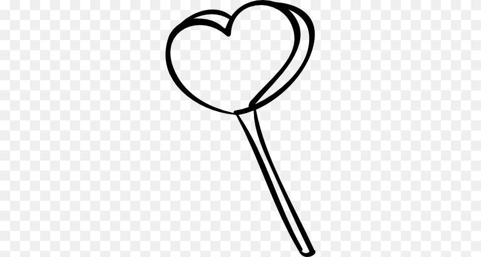 Halloween Outlined Heart Popsicle Stick Lollipop Food Stick, Gray Free Png