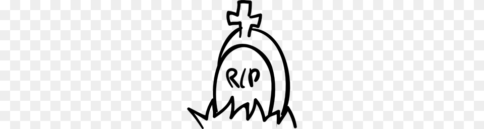 Halloween Outlined Outline Tombstone Tomb Cross Rip Stone Icon, Gray Png