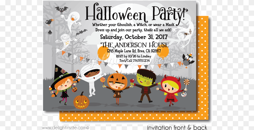 Halloween Party Invitations For Kids, Baby, Person, Advertisement, Poster Free Png
