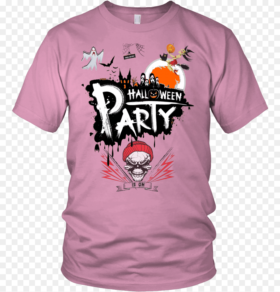 Halloween Party Is On Free Entry Unisex T Shirt District Adrian Adonis Shirt, Clothing, T-shirt, Baby, Person Png Image