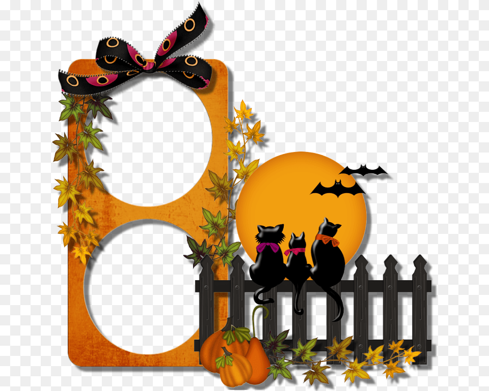 Halloween Picture Frames Pumpkin Clip Art Clipart Cat On Fence, Leaf, Plant, Food, Produce Free Png