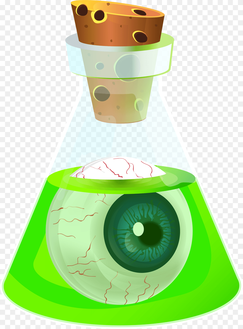 Halloween Poison Potion With Eyeball Transparent Potion Clipart Transparent, Cone, Clothing, Hat, Birthday Cake Png Image