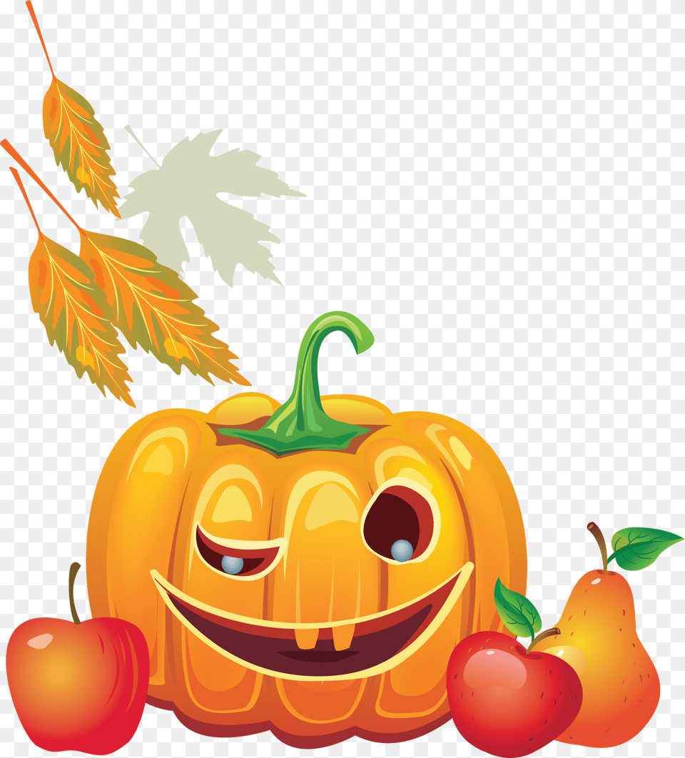 Halloween Pumpkin, Leaf, Plant, Food, Produce Free Transparent Png
