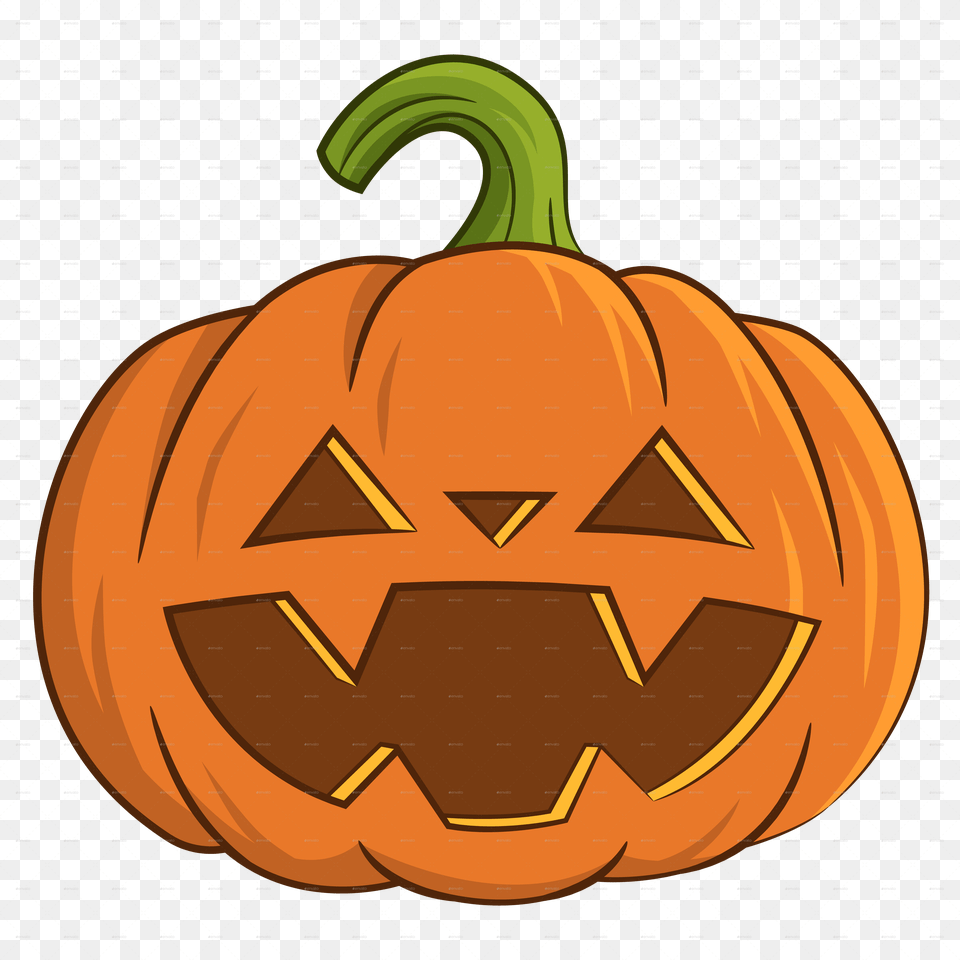 Halloween Pumpkin Cartoon Transparent, Food, Plant, Produce, Vegetable Png Image