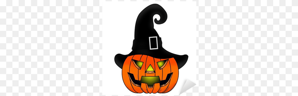 Halloween Pumpkin Comic With Witch Hat Sticker Pixers Halloween, Festival, Food, Plant, Produce Free Transparent Png