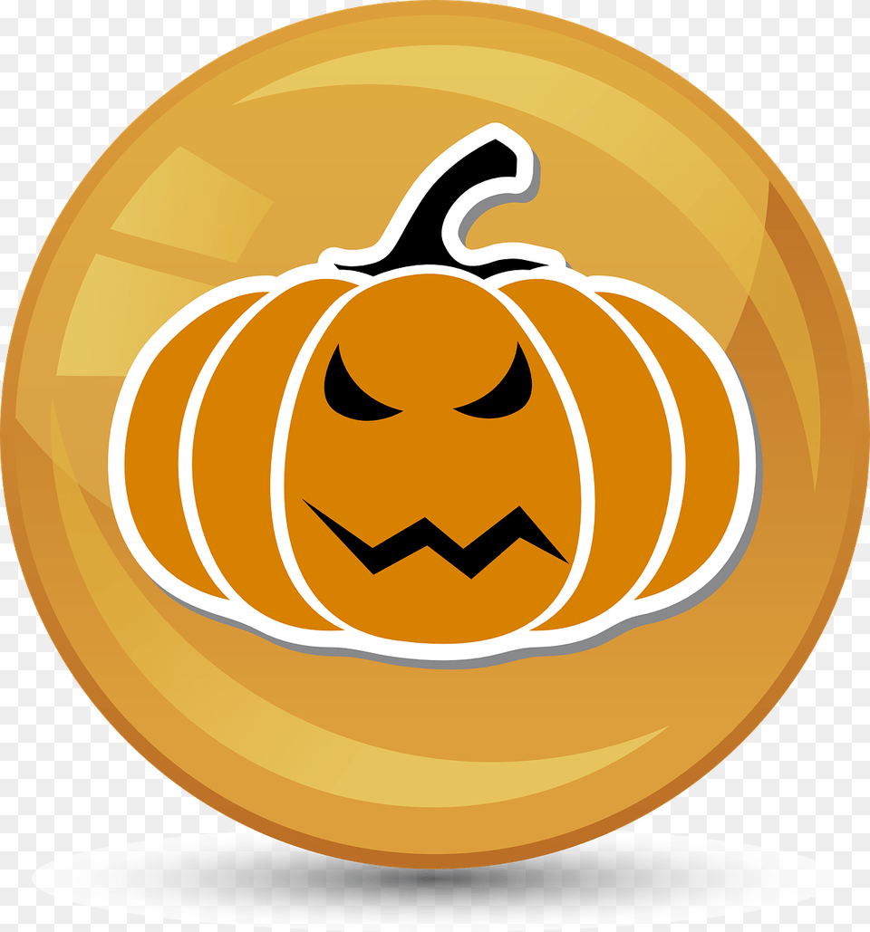Halloween Pumpkin Face Emoji Transparent, Food, Plant, Produce, Vegetable Free Png Download